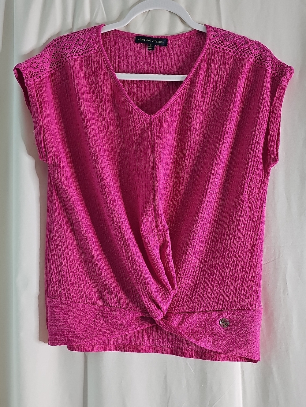 Adrienne Vittadini Fuchsia V-Neck Twist-Front Blouse